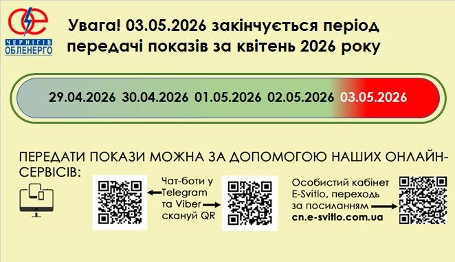 До 3 травня — останній день передачі показів електролічильників за квітень