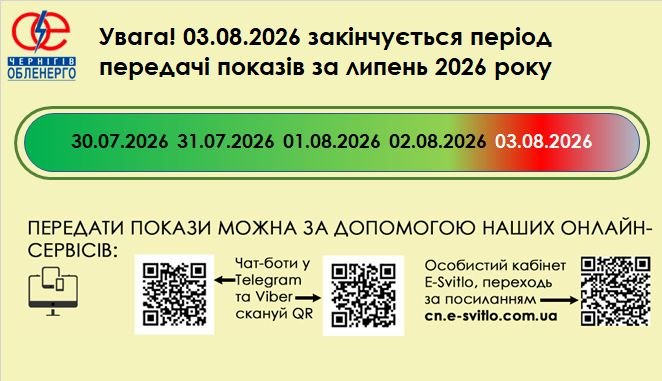 3 серпня — останній день передачі показів електролічильників за липень